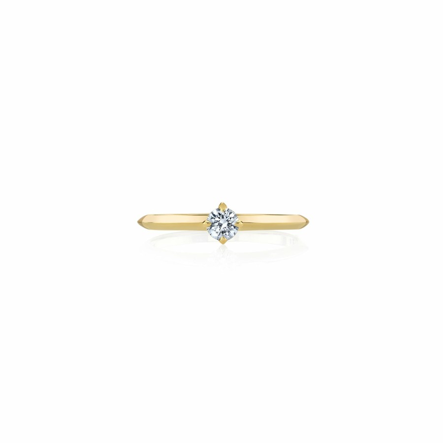 Ready To Ship Lizzie Mandler | Petite Knife Edge Solitaire Ring Yellow Gold