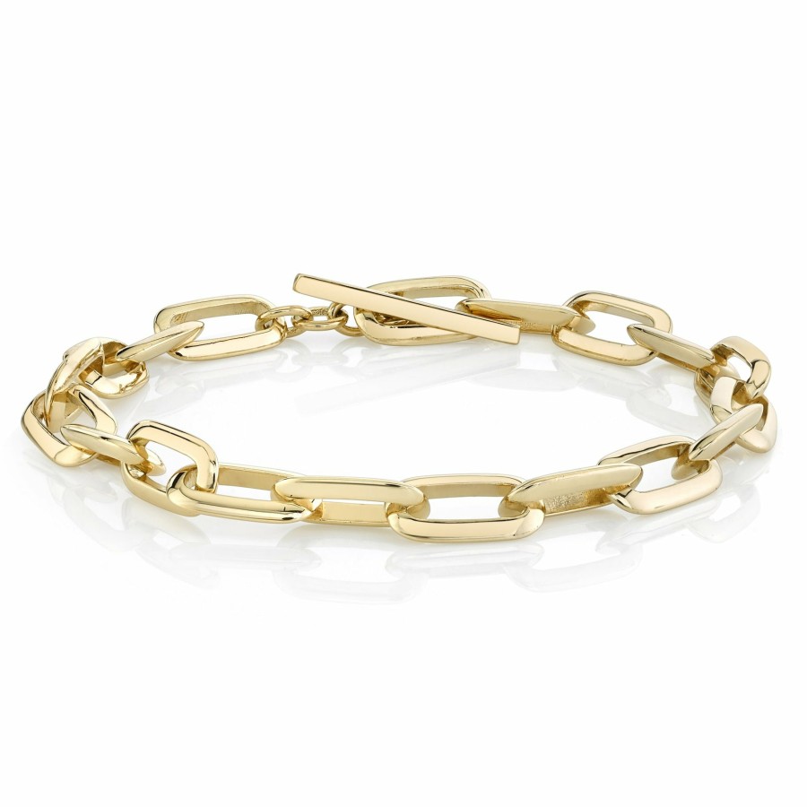 Ready To Ship Lizzie Mandler | 8" Chubby Large Link Knife Edge Chain Bracelet Yellow Gold / 8"