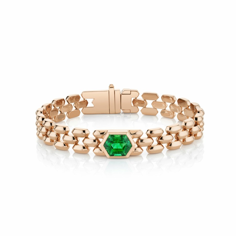 Bracelets Lizzie Mandler | Three Row Cleo Bracelet With Hexagonal Emerald