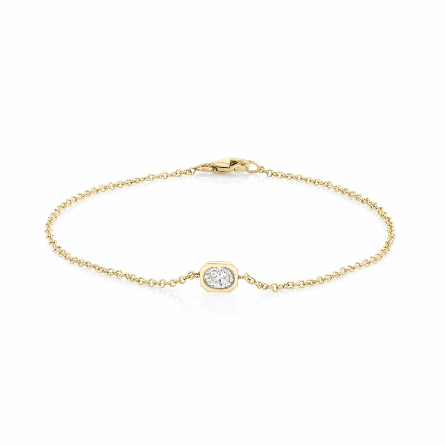 Bracelets Lizzie Mandler | Petite Oval Diamond Bezel Solitaire Bracelet