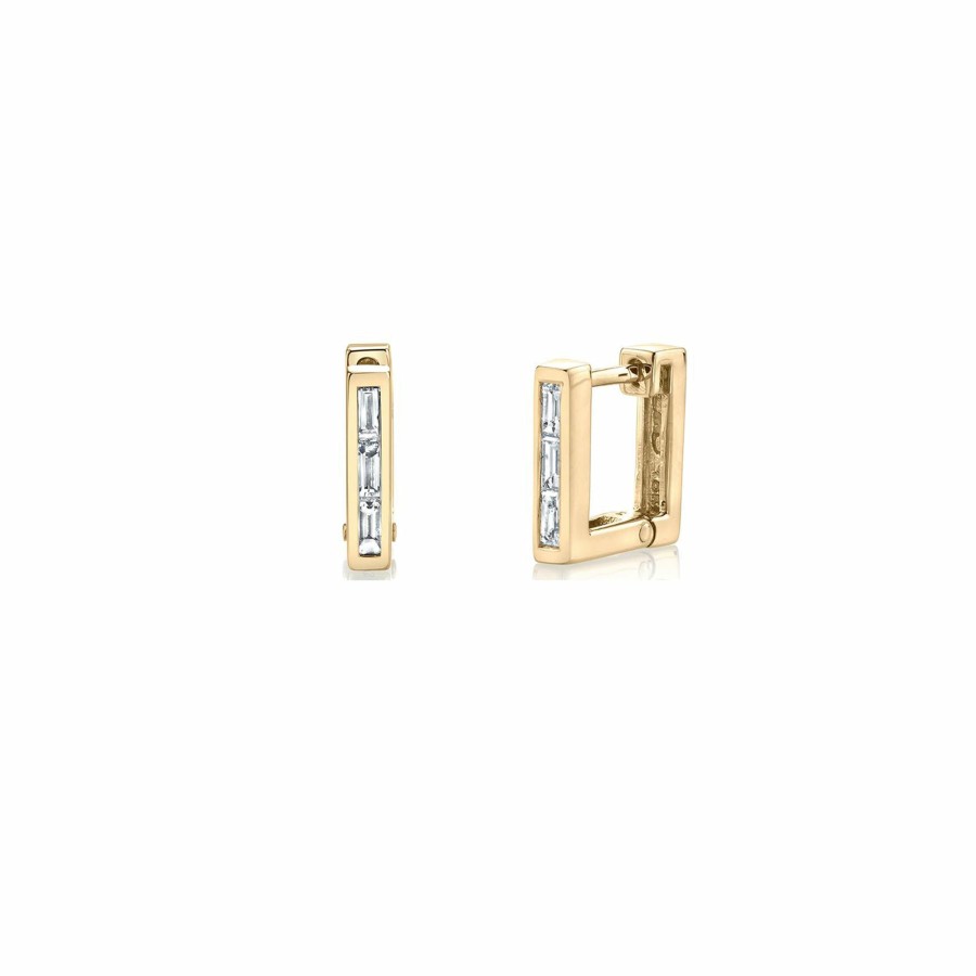 Earrings Lizzie Mandler | Petite Square Baguette Huggies