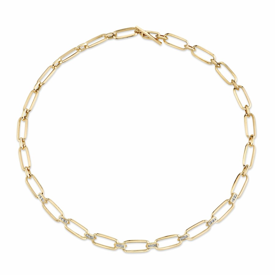 Necklaces Lizzie Mandler | Flat Link Knife Edge Choker With Carre Bridges