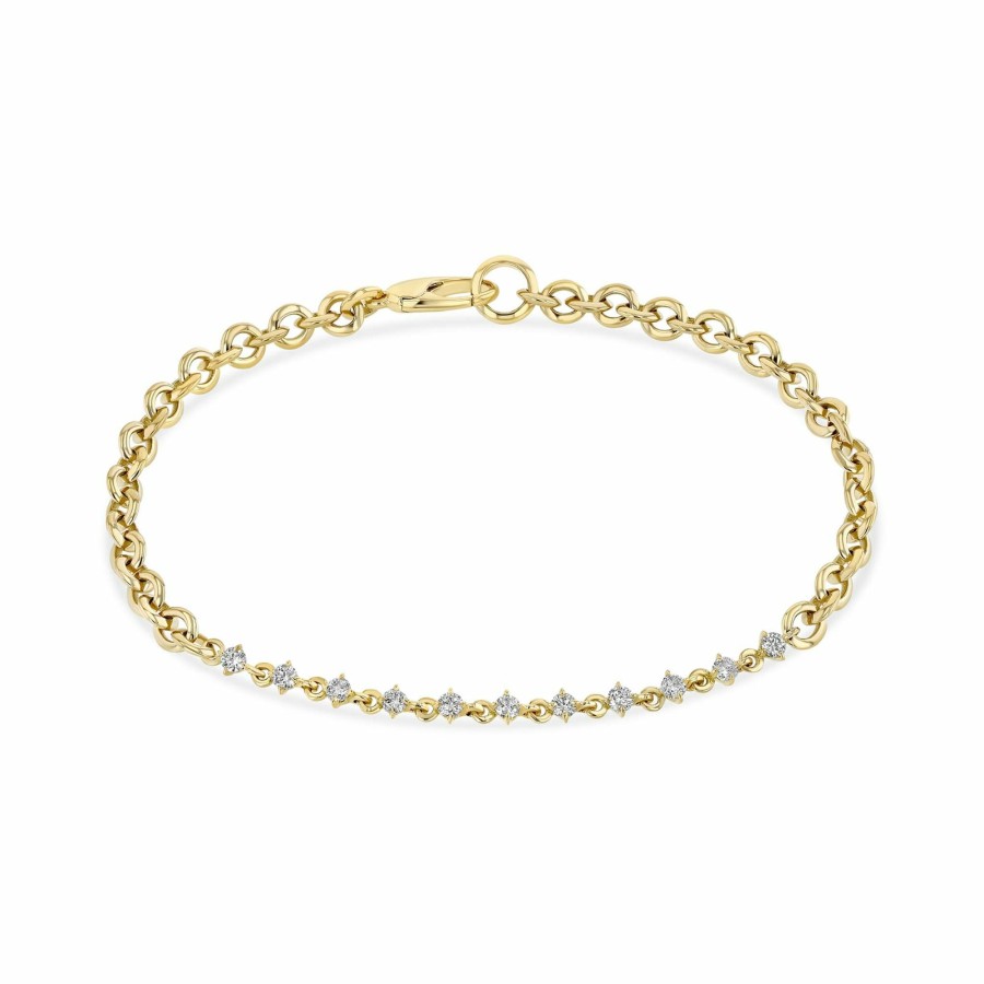 Bracelets Lizzie Mandler | Micro Chain Bracelet With Eclat Diamonds