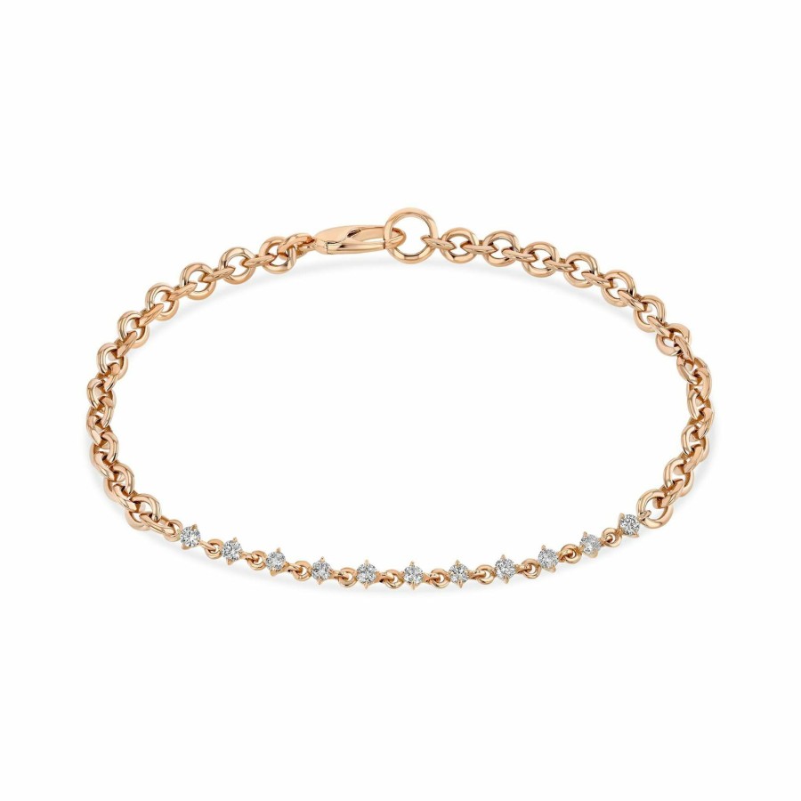 Bracelets Lizzie Mandler | Micro Chain Bracelet With Eclat Diamonds