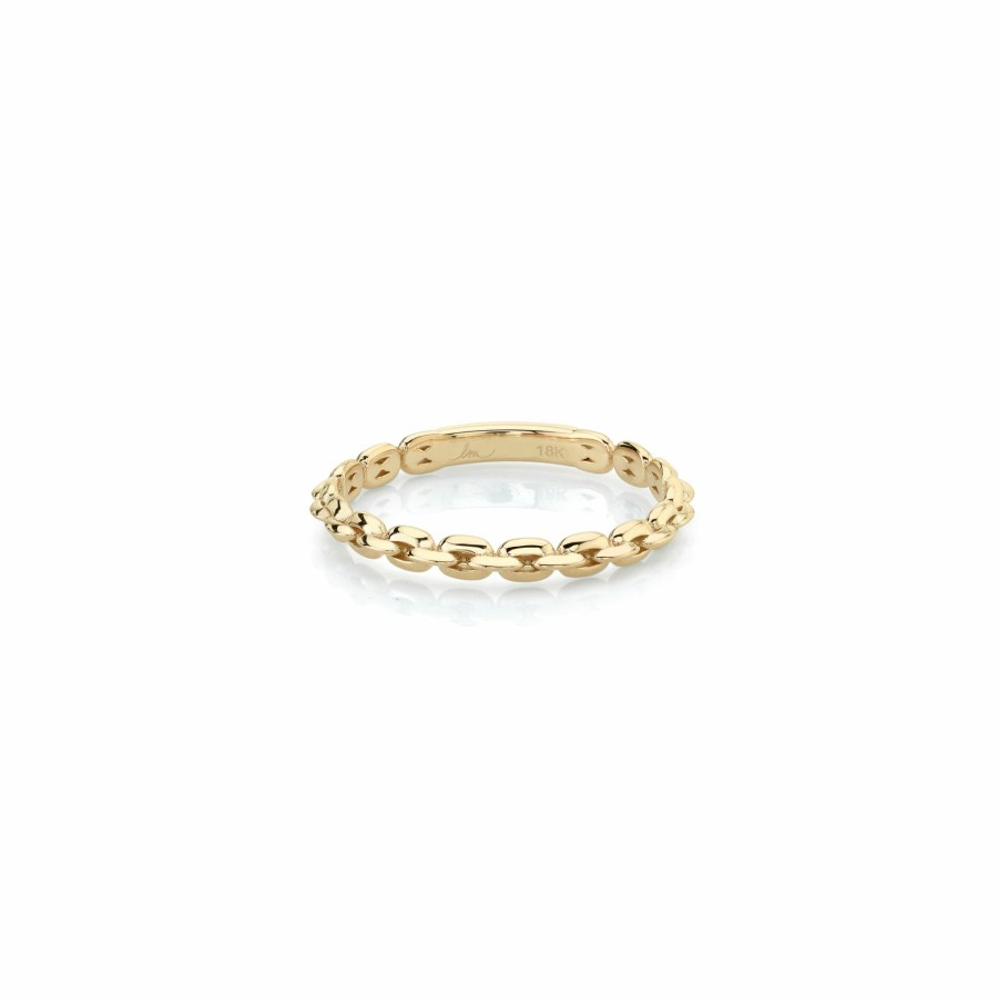 Ready To Ship Lizzie Mandler | Mini Knife Edge Chain Ring Yellow Gold