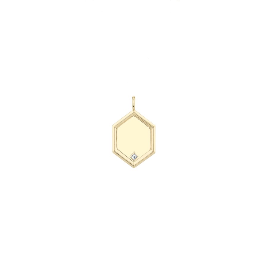 Ready To Ship Lizzie Mandler | Hexagon Charm With Carre Diamond Yellow Gold / No