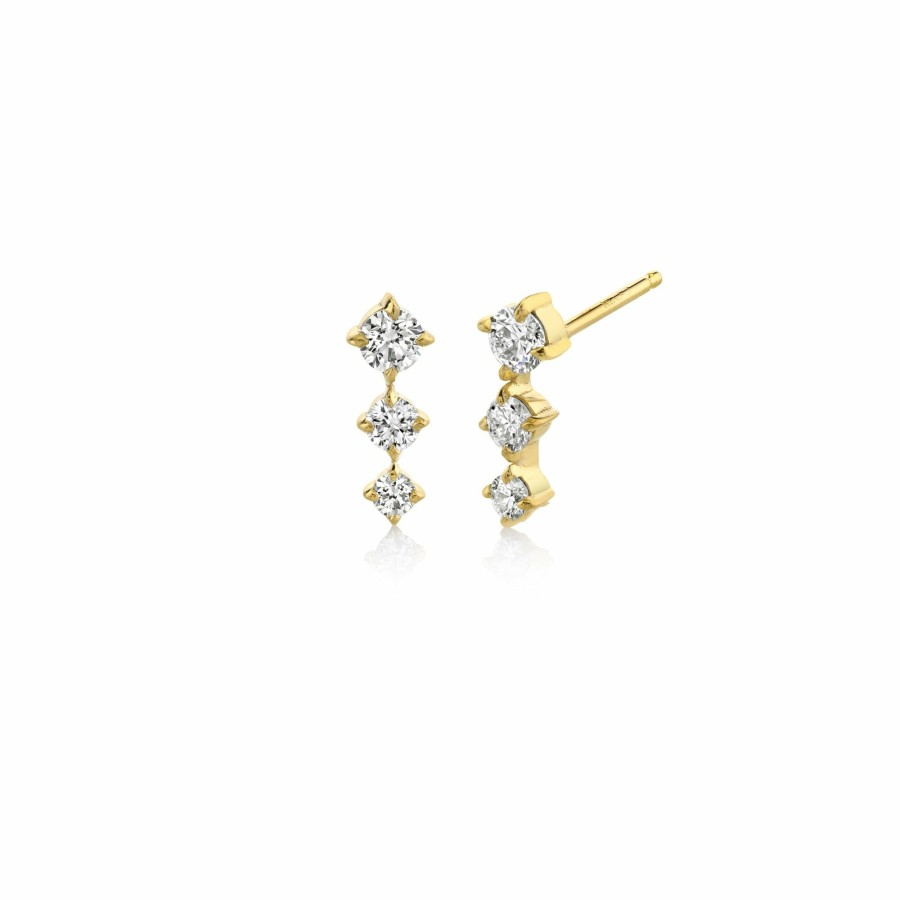 Ready To Ship Lizzie Mandler | Mini Triple 3 Diamond Stud