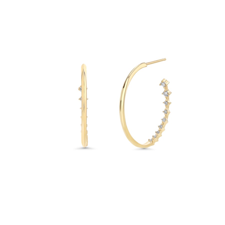 Ready To Ship Lizzie Mandler | Medium Knife Edge Eclat Hoops Yellow Gold