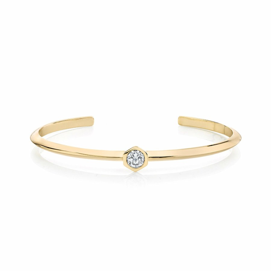 Bracelets Lizzie Mandler | Round Diamond Offset Cuff