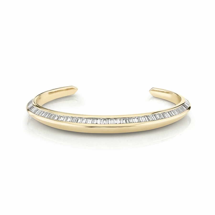 Ready To Ship Lizzie Mandler | Degrede Crescent Cuff Yellow Gold / White Diamond