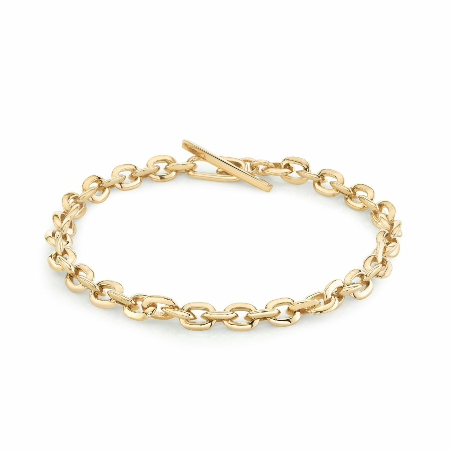 Ready To Ship Lizzie Mandler | Xs Knife Edge Oval Link Bracelet Yellow Gold"