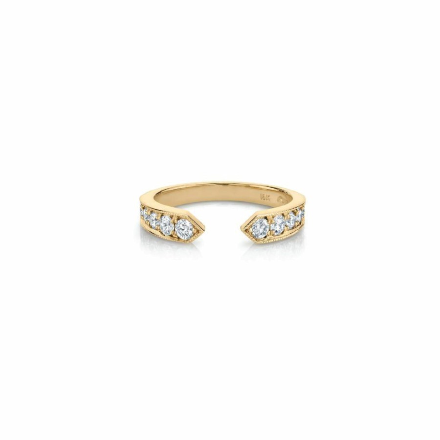 Ready To Ship Lizzie Mandler | Diamond Chevron Ring Yellow Gold / White Diamonds