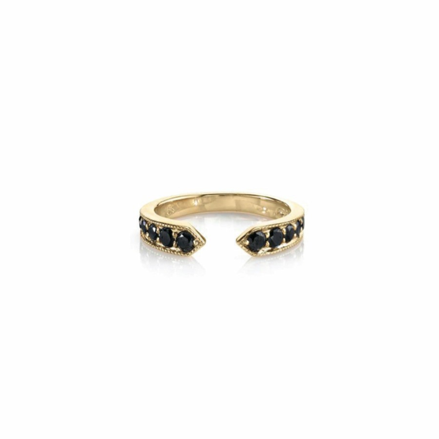 Ready To Ship Lizzie Mandler | Diamond Chevron Ring Yellow Gold / White Diamonds