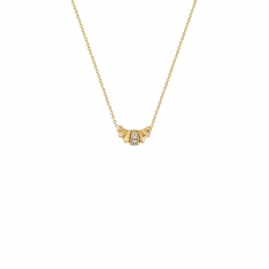 Necklaces Lizzie Mandler | Croissant Necklace With Pave Center Row