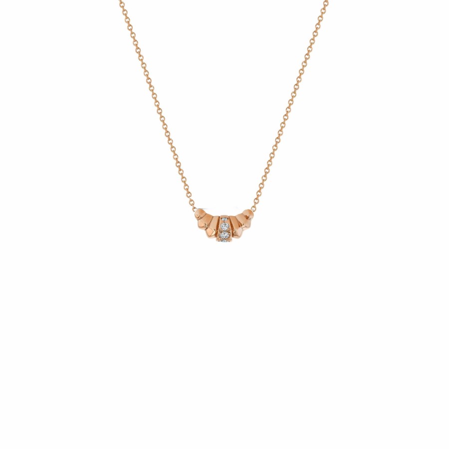 Necklaces Lizzie Mandler | Croissant Necklace With Pave Center Row