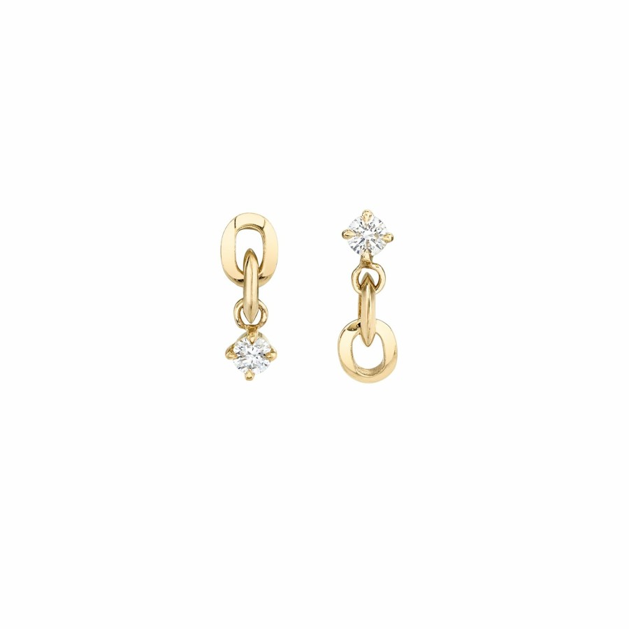 Ready To Ship Lizzie Mandler | Alternating Xs Link And White Diamond Drop Earrings Yellow Gold / White Diamond