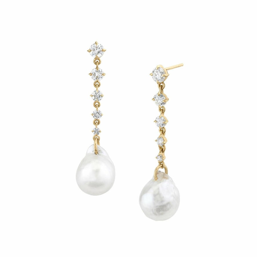 Ready To Ship Lizzie Mandler | Baroque Pearl Eclat Five Drop Earrings Yellow Gold