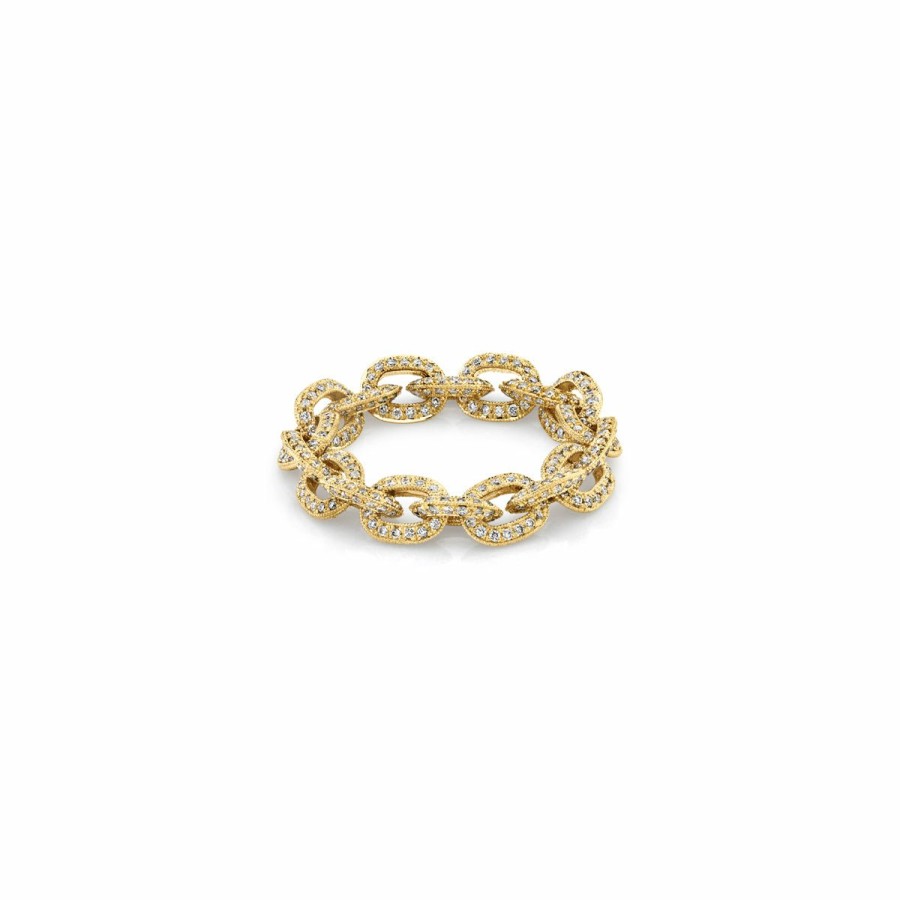 Rings Lizzie Mandler | Pave Xs Knife Edge Oval Link Ring