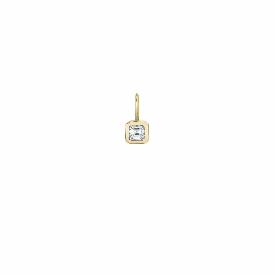 Ready To Ship Lizzie Mandler | Mini Asscher Diamond Bezel Solitaire Charm Yellow Gold