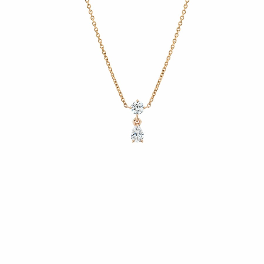 Necklaces Lizzie Mandler | Mix Matched Round And Pear Shape Diamond Drop Necklace