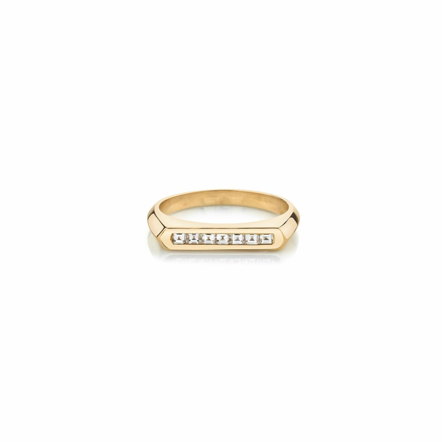 Ready To Ship Lizzie Mandler | Carre Knife Edge Flat Top Ring Yellow Gold