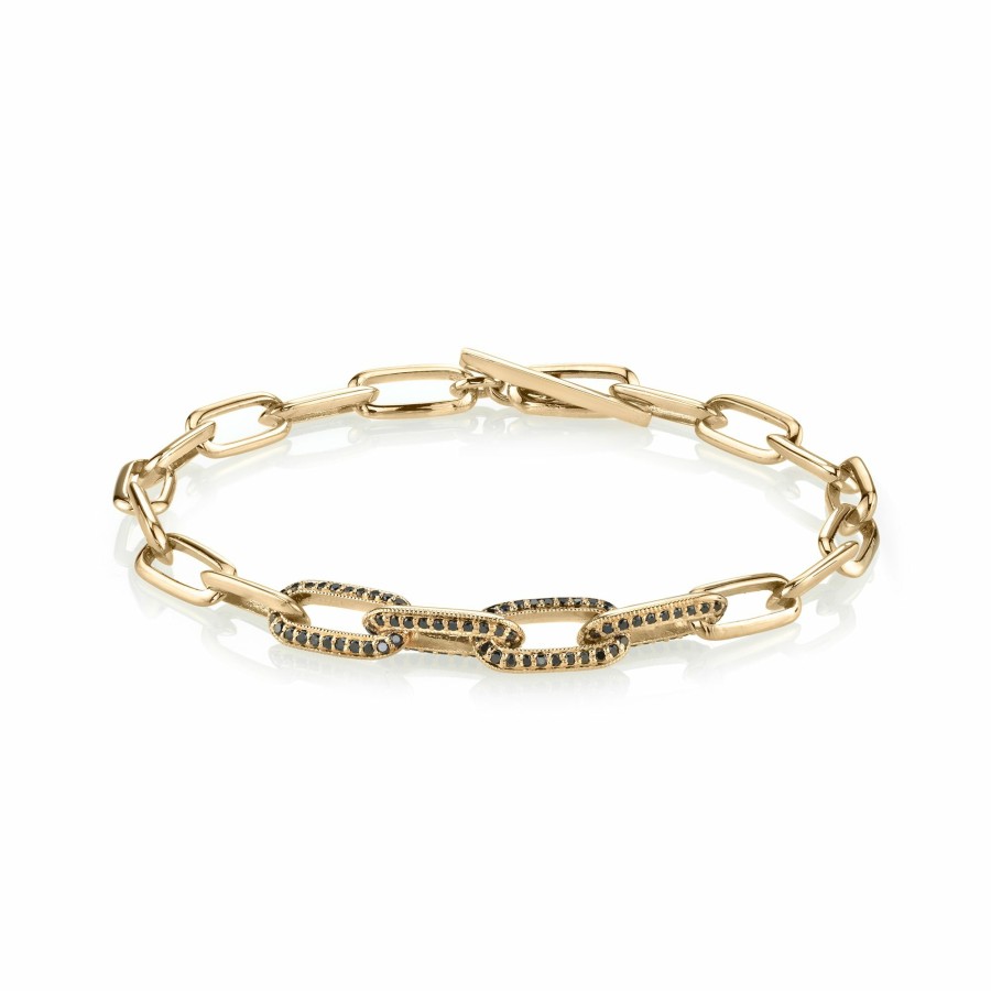 Bracelets Lizzie Mandler | Knife Edge Oval Link Chain Bracelet With Four Pave Links