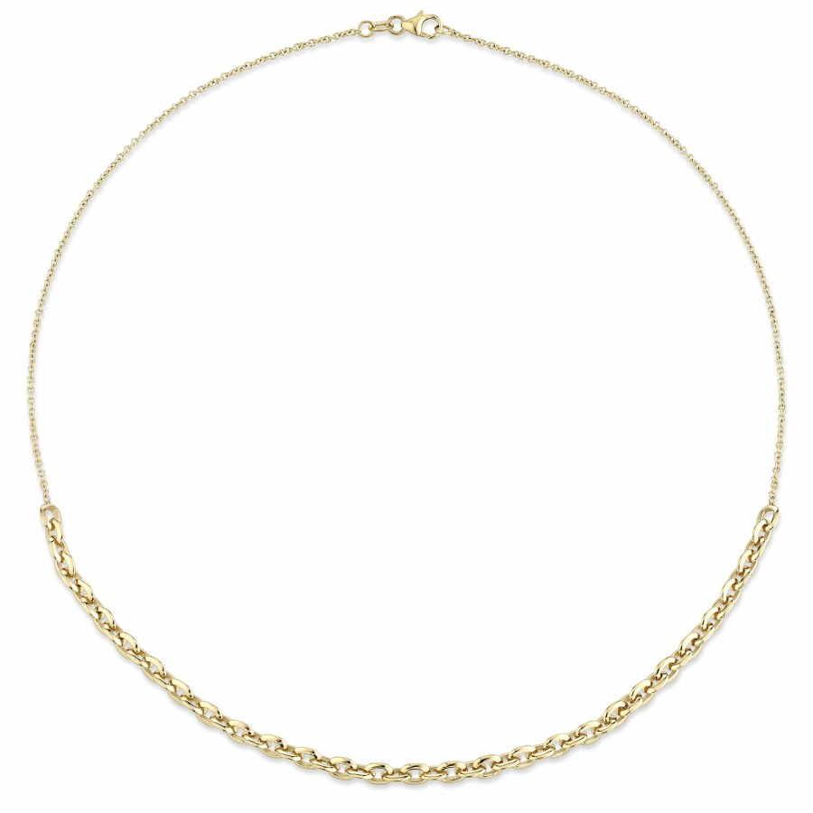 Necklaces Lizzie Mandler | Mixed Xs Knife Edge Oval Link Cable Chain