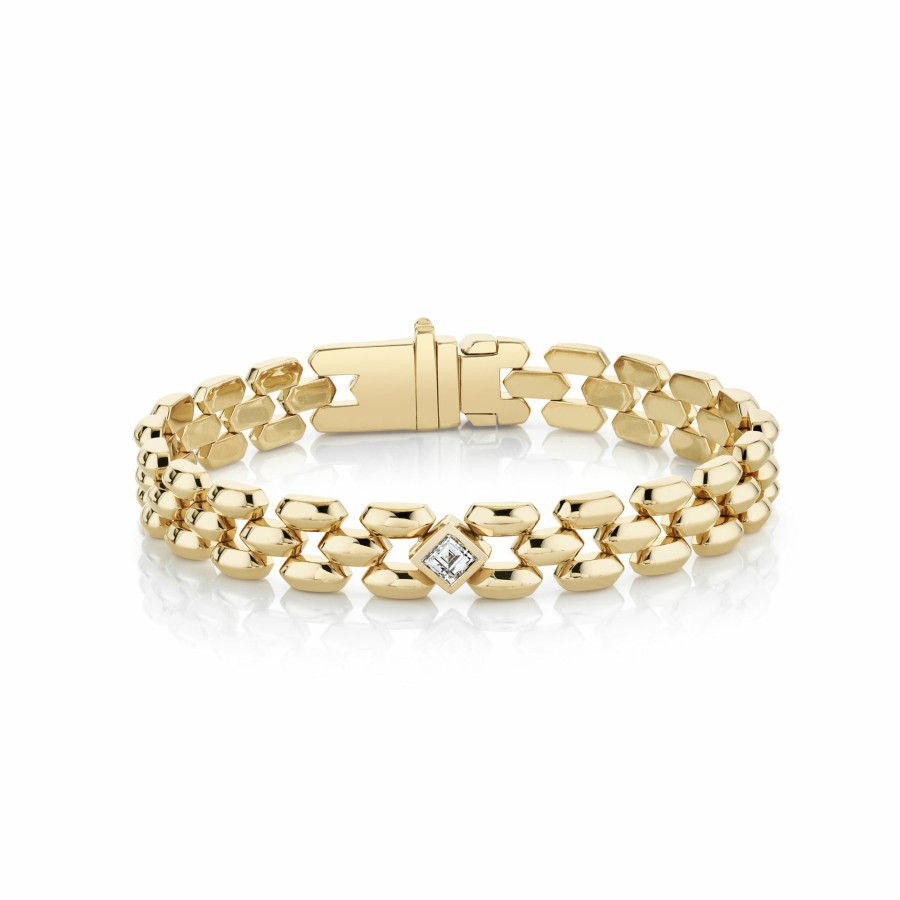 Bracelets Lizzie Mandler | Three Row Cleo Bracelet With Carre Diamond