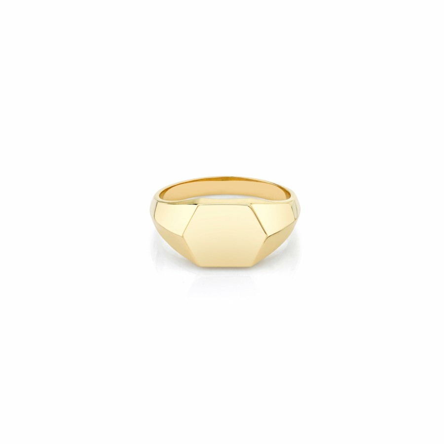 Rings Lizzie Mandler | Hex Knife Edge Signet Ring