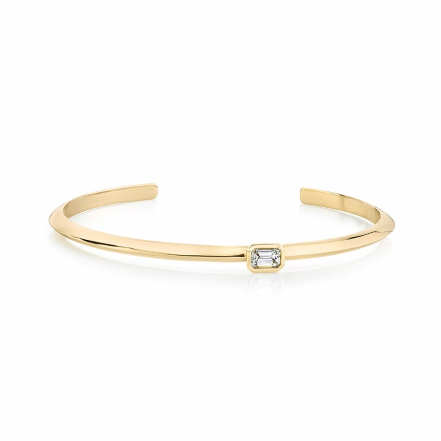 Ready To Ship Lizzie Mandler | Emerald Cut Offset Cuff Yellow Gold