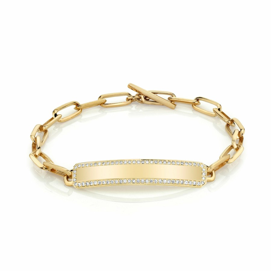 Bracelets Lizzie Mandler | Og Diamond Bezel Id Bracelet 8"