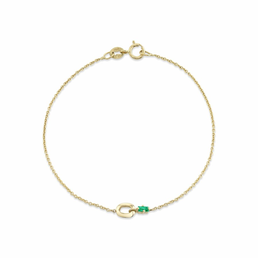 Bracelets Lizzie Mandler | Xs Link And Emerald Baguette Bracelet