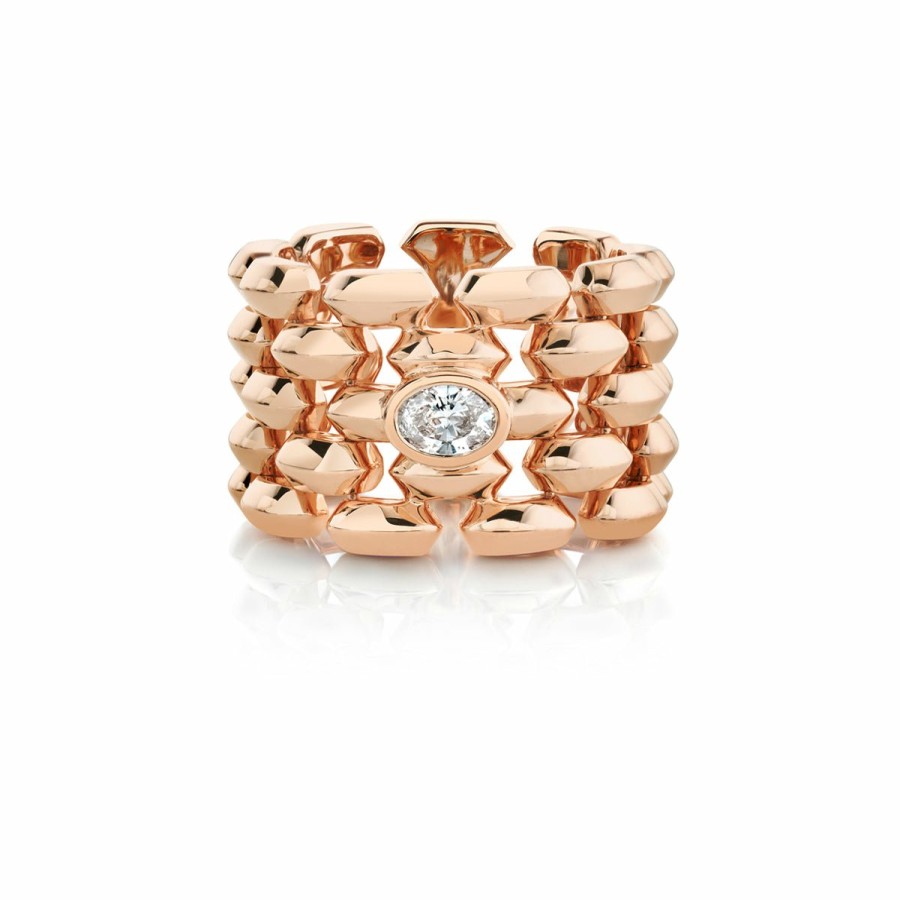 Rings Lizzie Mandler | Five Row Cleo Ring With Oval Diamond