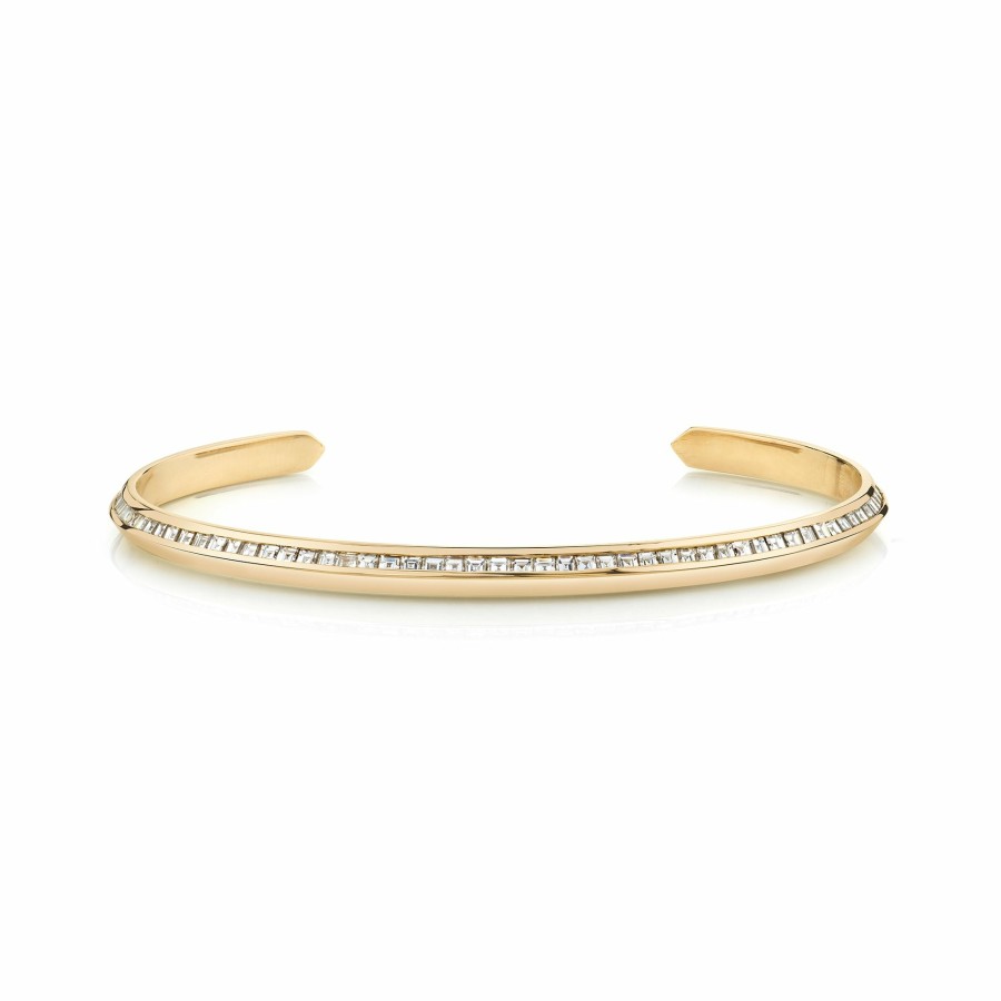 Ready To Ship Lizzie Mandler | Carre Knife Edge One-Sided Cuff Yellow Gold