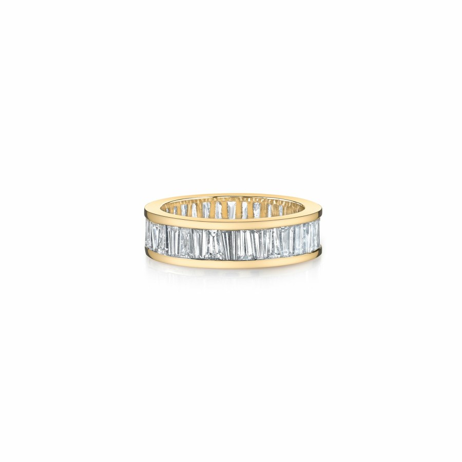 Ready To Ship Lizzie Mandler | Alternating Tapered Baguette Eternity Band Yellow Gold