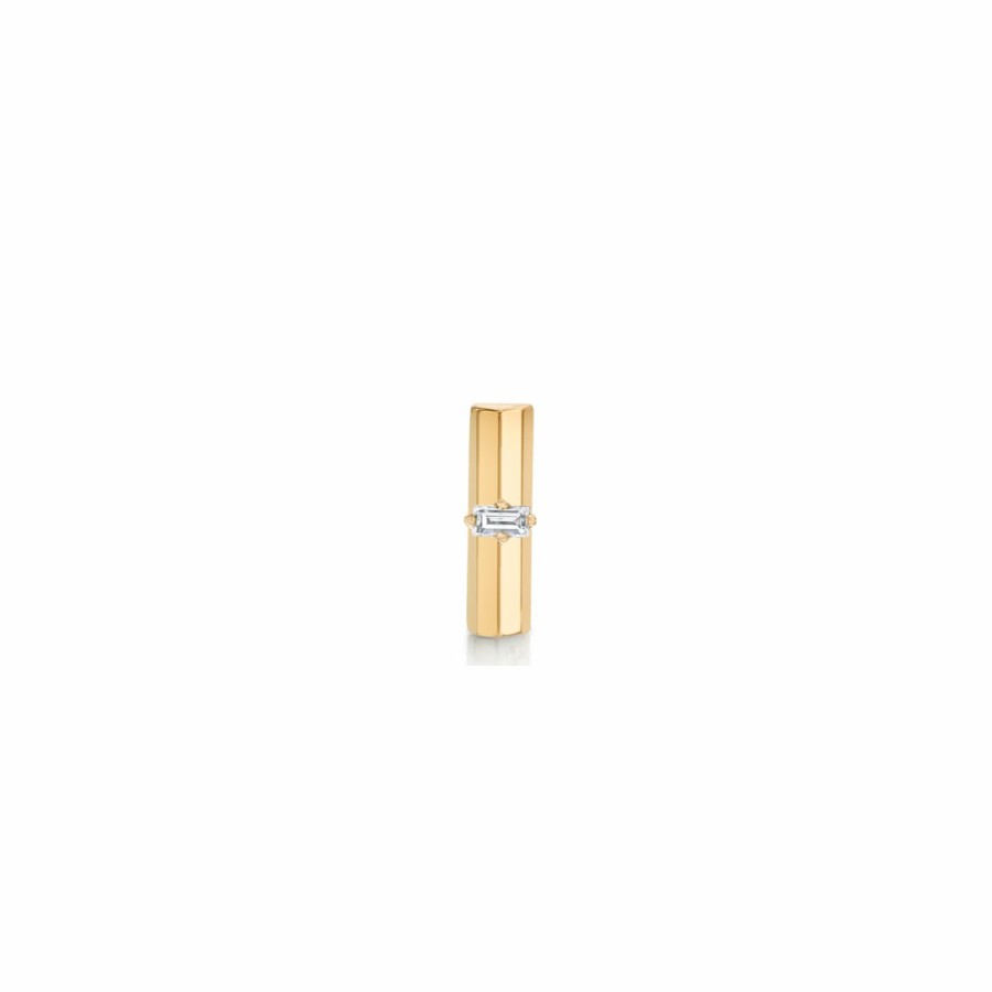 Ready To Ship Lizzie Mandler | Knife Edge Bar With Baguette Yellow Gold / Diamond