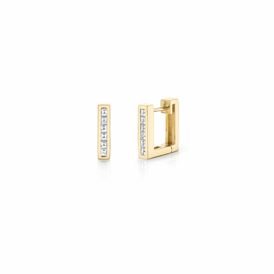 Ready To Ship Lizzie Mandler | Carre Petit Square Huggies Yellow Gold