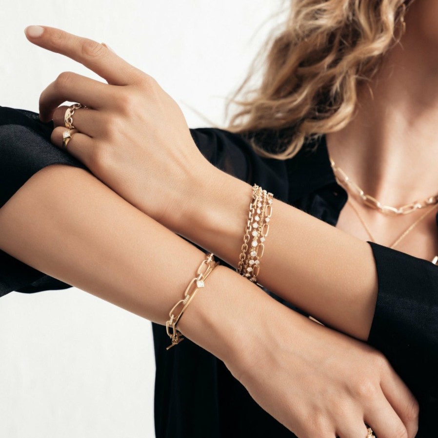 Ready To Ship Lizzie Mandler | Graduated Eclat Diamond Bracelet Yellow Gold