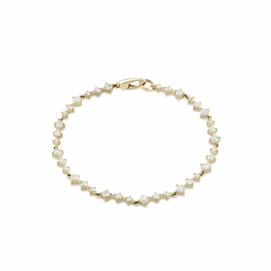 Ready To Ship Lizzie Mandler | Eclat Wave Diamond Tennis Bracelet Yellow Gold / White Diamond