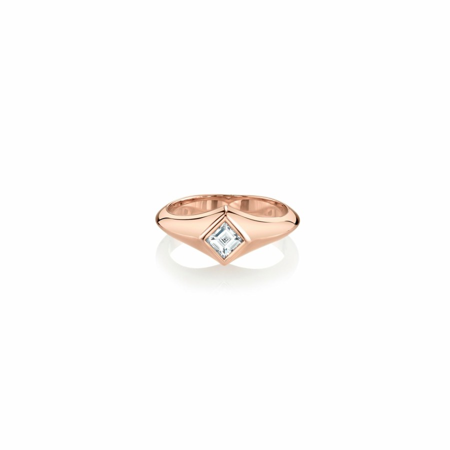 Ready To Ship Lizzie Mandler | Carre Diamond Signet Knife Edge Pinky Ring