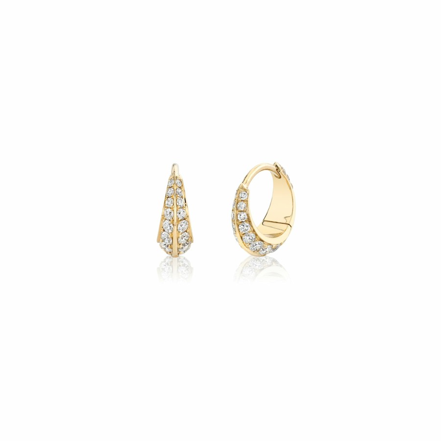 Earrings Lizzie Mandler | Small Crescent Hoops With Double Sided Pave