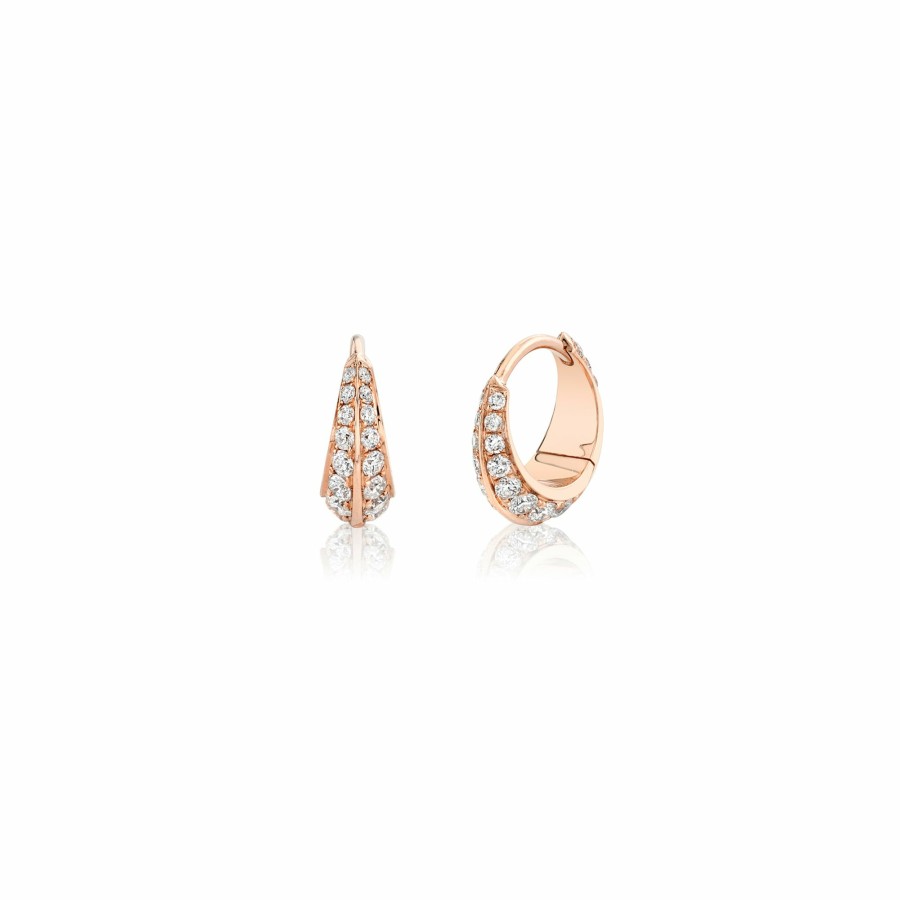 Earrings Lizzie Mandler | Small Crescent Hoops With Double Sided Pave