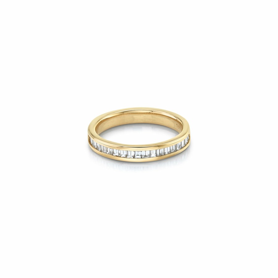 Ready To Ship Lizzie Mandler | Petite Vertical Baguette Half Eternity Band Yellow Gold