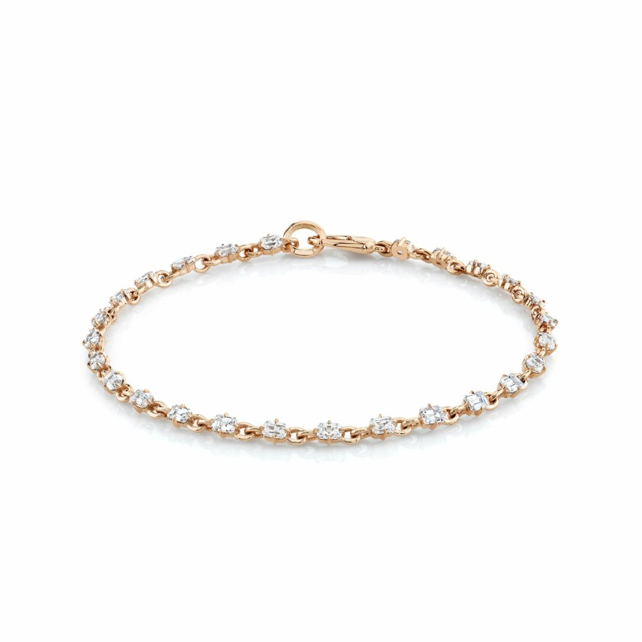 Bracelets Lizzie Mandler | Mini Emerald Cut Diamond Tennis Bracelet