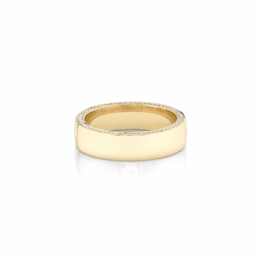 Ready To Ship Lizzie Mandler | Slim Pave Cigar Band Yellow Gold / White Diamond