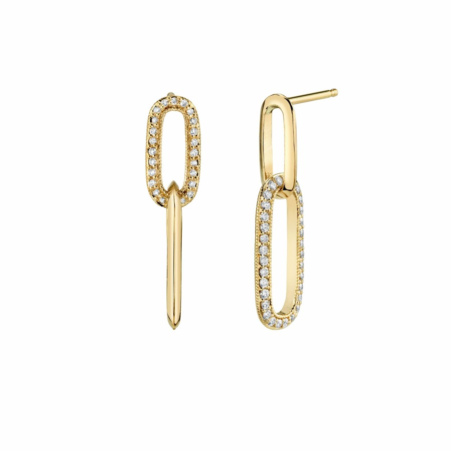 Earrings Lizzie Mandler | Alternating White Diamond Knife Edge Drop Earrings