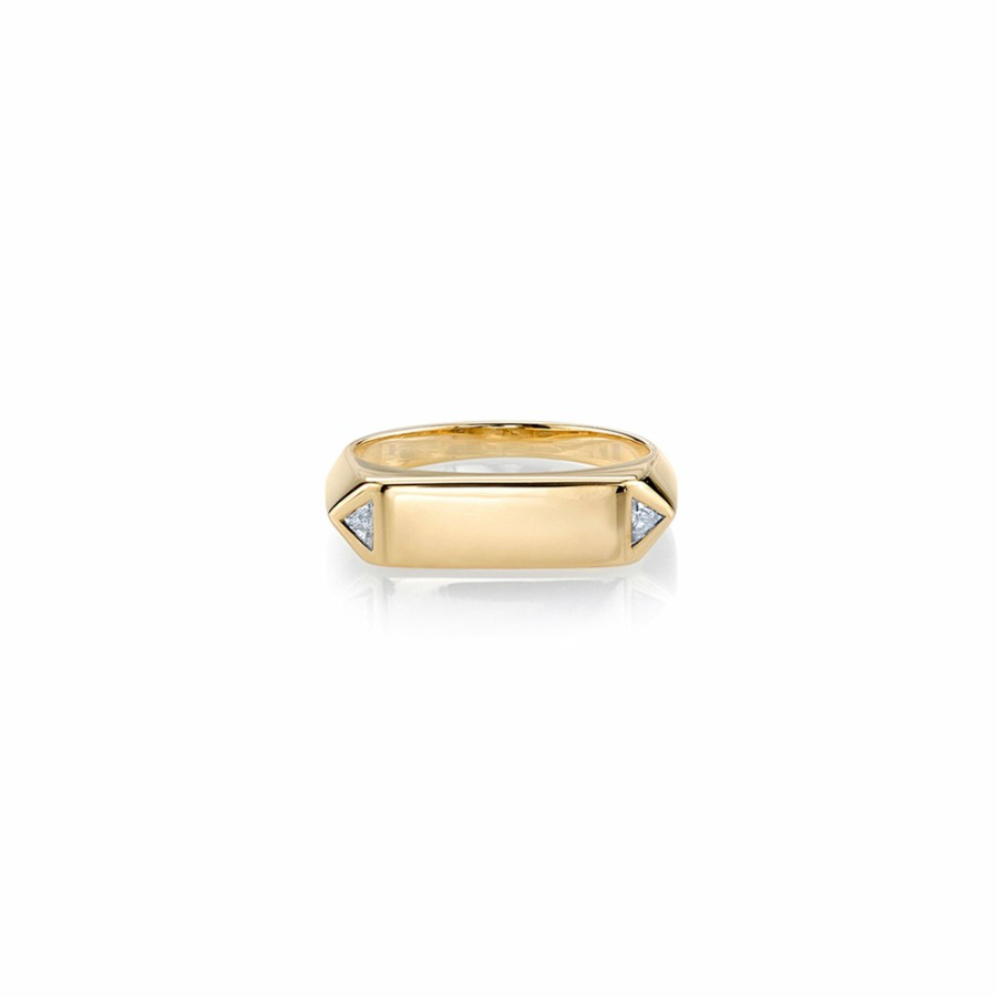 Ready To Ship Lizzie Mandler | Wide Chevron Band With Trillions Yellow Gold