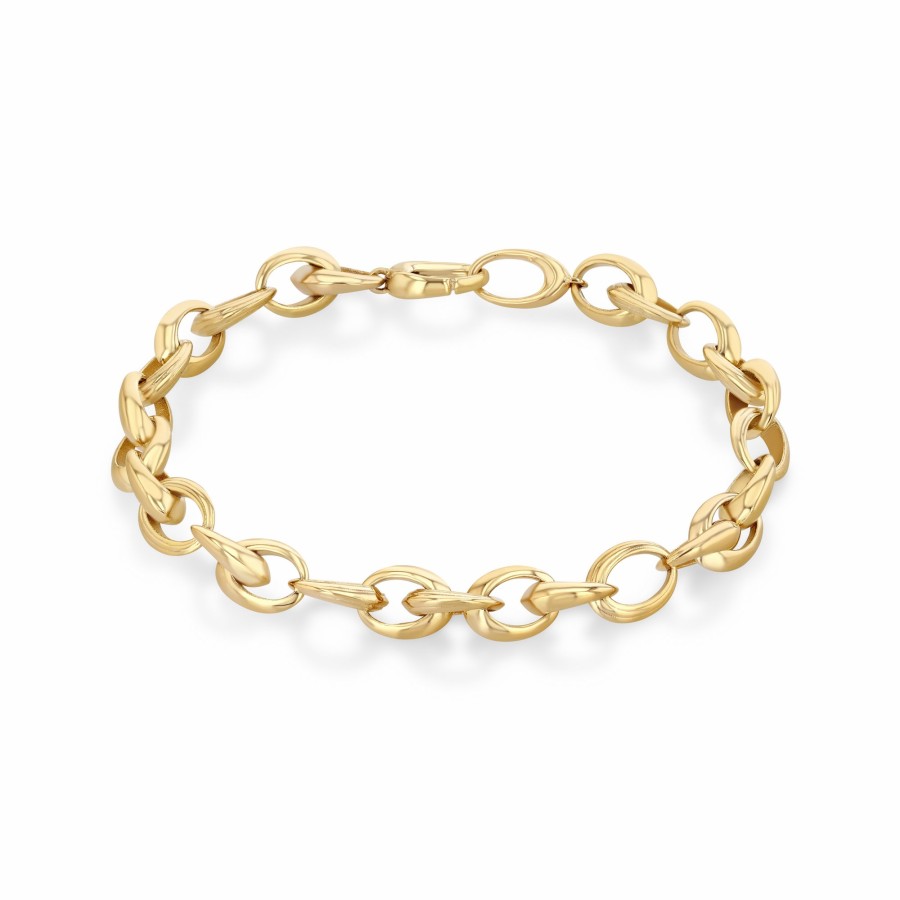 Ready To Ship Lizzie Mandler | Crescent Link Chain Bracelet Yellow Gold / Smooth