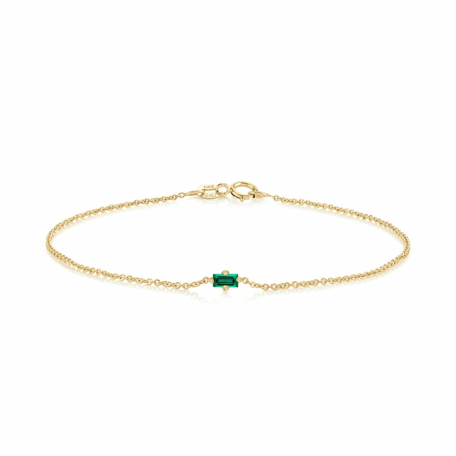 Ready To Ship Lizzie Mandler | Emerald Floating Bracelet Yellow Gold / Emerald / Baguette