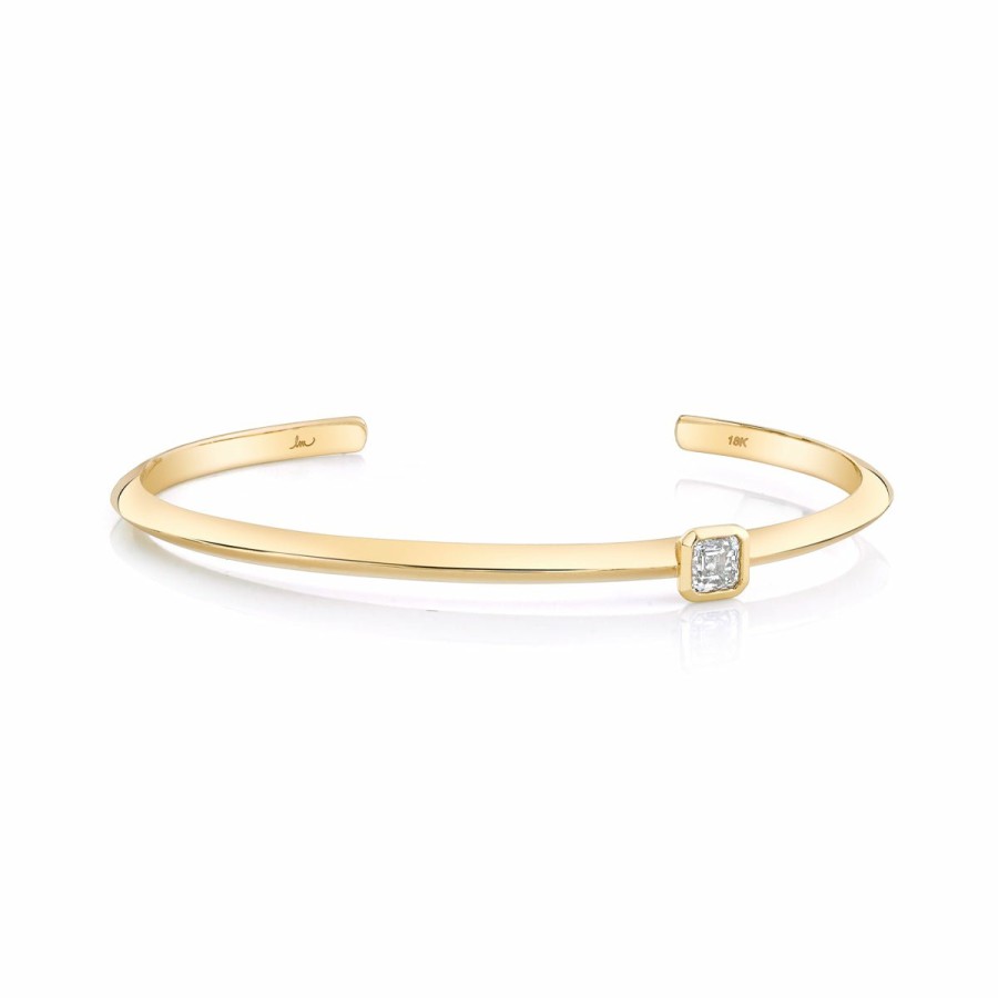 Ready To Ship Lizzie Mandler | Asscher Cut Offset Cuff Yellow Gold